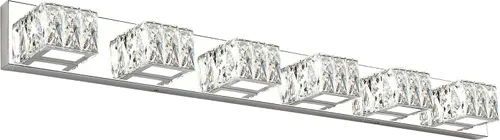 Vista 10 de Lámpara LED de baño – Moderna lámpara de tocador de cristal de 3 luces – Lámpara de pared cromada para baño 5CCT regulable