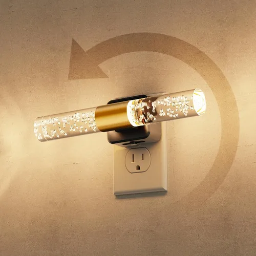 Vista 8 de L LOHAS LED Luz nocturna, luces nocturnas enchufables a la pared, sensor de luz automática de rotación de 180° [1 paquete], brillo ajustable de 0 a