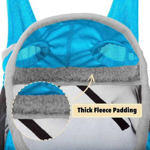 Vista 5 de Harrison Howard Máscara de mosca de caballo luminosa profesional estándar con orejas protección UV para caballo, azul y plateado, pequeño poni