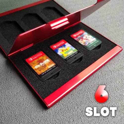 Vista 2 de SpunKo Premium Game Card Case for Nintendo Switch Portable Thin Aluminum Game Storage Card Holder Box Suitable for 6 Game Cards Red