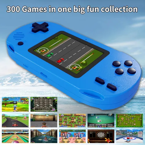 Vista 2 de Consola de juegos de mano para niños de 3 a más de 300 juegos clásicos retro, pantalla de 3.0 pulgadas, batería recargable, reproductor