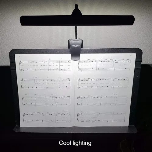 Vista 9 de Soporte de música extra ancho con clip para orquesta, 18 LED recargable USB piano, escritorio, lámpara de lectura