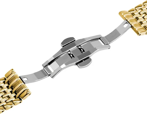 Vista 4 de Correa de reloj de metal de dos tonos con grabados cónicos de acero inoxidable para hombres y mujeres de 0.709 in, 0.787 in, 0.866 in, color negro