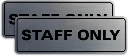 Vista 32 de All Quality Letrero estándar para pared o puerta Fácil instalación Señales de trabajo de oficina Seguridad mejorada – Negro – Pequeño
