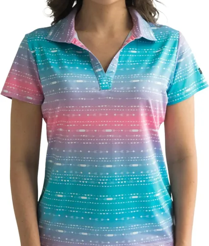 Vista 14 de YATTA GOLF Polo de golf prémium para mujer, ligero, de secado rápido, resistente a las arrugas y absorbe la humedad Aloha Sunrise