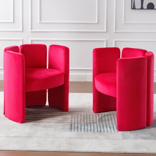 Vista 10 de Silla de terciopelo con diseño de barril, sillas auxiliares, color verde oliva