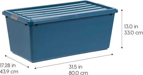 Vista 2 de IRIS USA Contenedores de almacenamiento de plástico apilables de 91 cuartos de galón con tapas, paquete de 4 unidades, sin BPA, ecológicas, solución