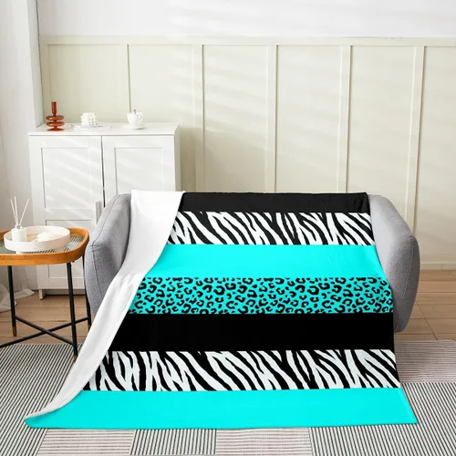 Vista 16 de Leopard Print Throw Blanket,40x50,African Wild Animal Skin Print Fleece Blanket for Teens Adults,Zebra Geometric Stripes Wildlife Tribal