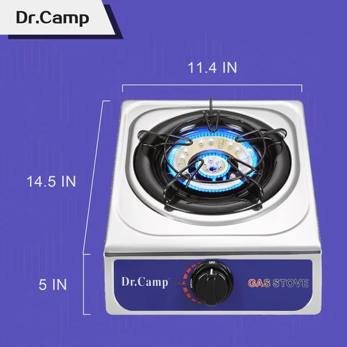 Vista 5 de Dr.Camp 12000 BTU Estufa de Propano de Encendido Automático Único para Acampar, Jardín, Exteriores, Campamento, Senderismo, Pesca, Cocina