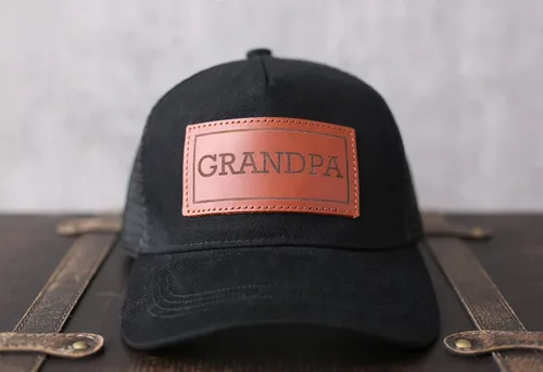 Vista 3 de Sombrero de papá de regalo para el día del padre Nuevo sombrero de camionero de regalo para papá sombrero de golf con parche de cuero personalizado
