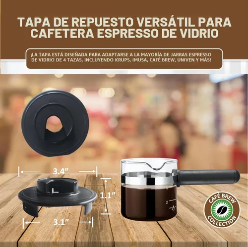 Vista 2 de Tapa para jarra de expreso, repuesto universal para Krups, IMUSA, Hamilton Beach, Mr. Coffee, Breville, Univen