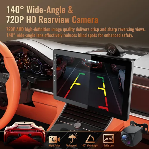 Vista 6 de Haudio Estéreo de coche Android 13 de 10.1 pulgadas con pantalla táctil giratoria, CarPlay inalámbrico y Android Auto, 2G+32G, Single Din, para Ford