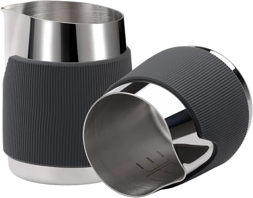 Vista 6 de Normcore Jarra de Leche Sin Mango - Jarra de Vapor Espresso con Boquilla Redonda - Jarra de Espuma de Leche de Acero Inoxidable 18/8, Antiadherente