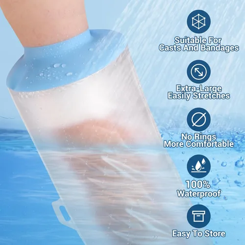 Vista 2 de Fundas de fundición para brazo de ducha, funda fundida impermeable, extra grande para adultos, funda reutilizable, suministros para el cuidado
