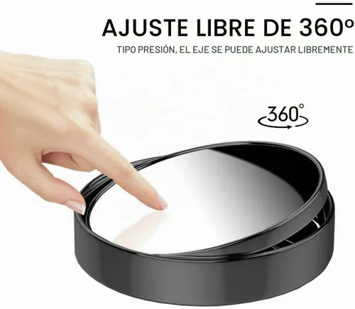 Vista 2 de 2 piezas de espejos para punto ciego, 2 pulgadas, redondos, de vidrio HD, espejos convexos de 360° de ángulo amplio para visión lateral y trasera