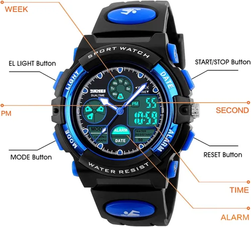 Vista 3 de Dayllon Kids Digital Watch Outdoor Sports 50M Waterproof Electronic Watches Alarm Clock 1224 H Stopwatch Calendar Boy Girl Wristwatch
