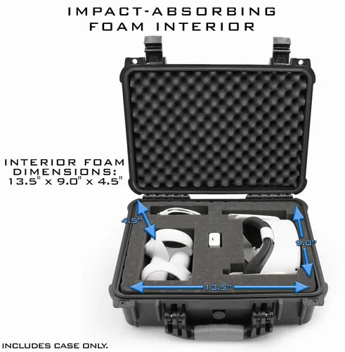 Vista 2 de CASEMATIX Waterproof Travel Case Compatible with VR Gaming Headset & Accessories - 16" Hard Shell Crushproof & Lockable Case Storage with