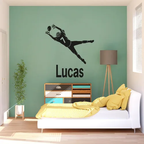 Vista 15 de Diseño de habitación deportiva con calcomanía de pared personalizada de fútbol, ideal para amantes del fútbol y jugadores, calcomanía personalizada