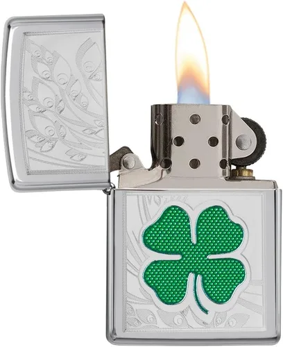 Vista 3 de Zippo Clover Design - Encendedor de bolsillo, cromo pulido, talla única (ZO24699)