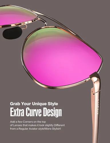 Vista 3 de Lentes para aviador Luenx polarizados, para hombres y mujeres, con armazón de metal grande, protección UV 400