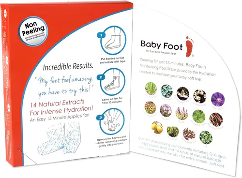 Vista 3 de Baby Foot Mascarilla humectante sin perfume que no se despega – Hidrata y Refesh en 15 minutos – Tratamiento sin dolor en los pies – Para hombres