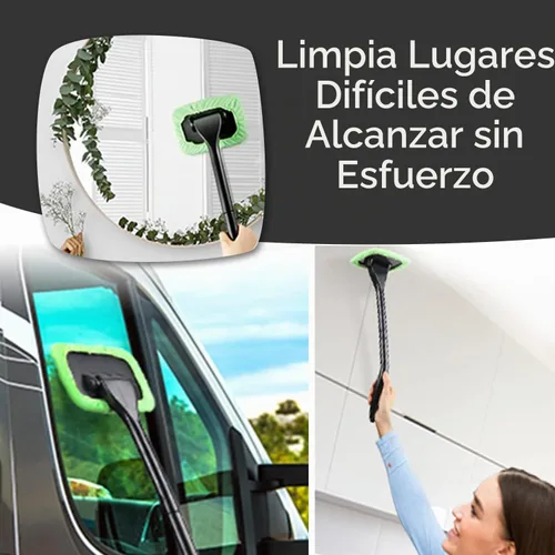 Vista 5 de Herramienta de limpieza para parabrisas, microfibra, mango de 16 pulgadas, bonete adicional