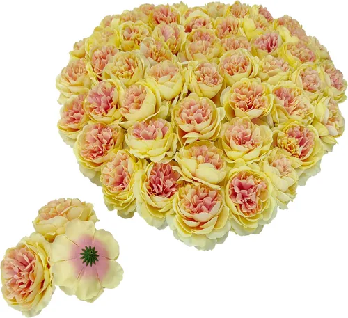 Vista 7 de 40 Piezas Cabezas de Flores Falsas de 3.3'' para Manualidades, Cabezas de Rosas Flores Artificiales, Cabezas de Rosas de Seda a Granel, Cabezas