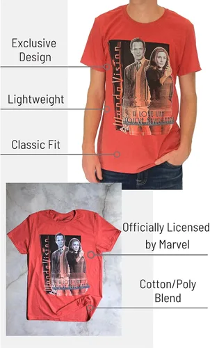 Vista 3 de Marvel WandaVision - Camiseta para adultos, Rojo