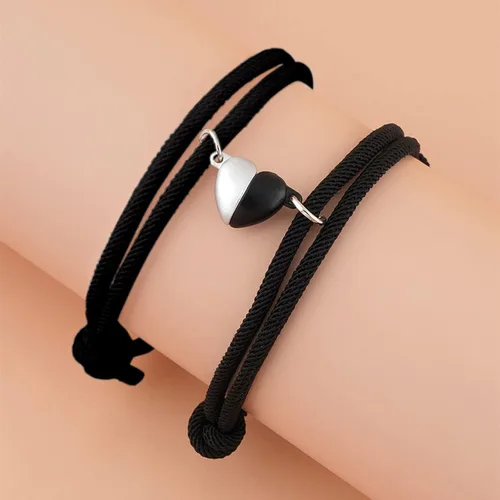 Vista 3 de Pulsera de cadena de eslabones delicados para hombres y mujeres, pulsera magnética para parejas, regalos de amor eterno del conjunto de mejores