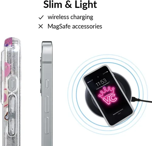 Vista 5 de VELVET CAVIAR Funda para iPhone 13 Pro Max, probada en caídas de 10 pies, purpurina transparente Bratz