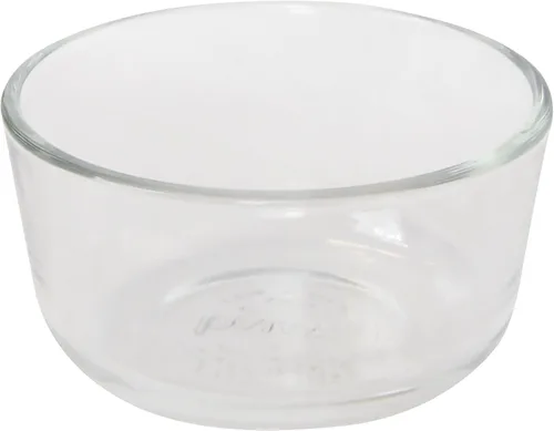 Vista 2 de Pyrex (4) cuencos de vidrio 7202 y (4) tapas verdes Pyrex 7202 PC (hechos en los Estados Unidos) BPA-Free Plastic Top-Rack Dishwasher Safe