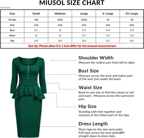 Vista 6 de Miusol - Vestido de mujer estilo retro con cuello cuadrado y volantes