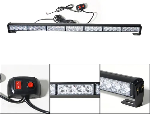 Vista 3 de DIYAH 28 LED 31.5 "Advertencia de emergencia Tráfico Advisor Vehículo Barra de luz estroboscópica (ámbar/blanco)