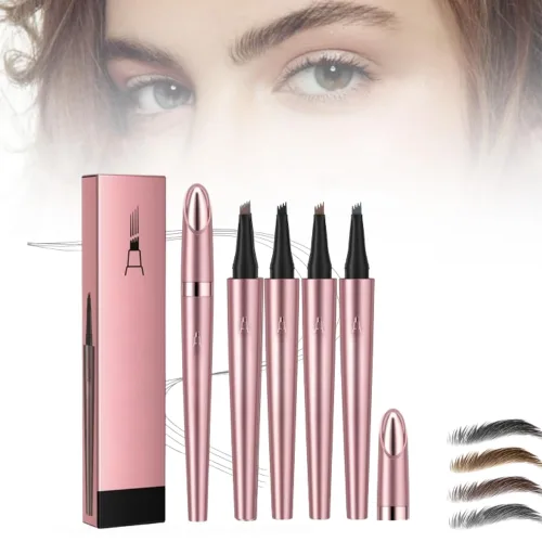 Vista 12 de Microblading - Lápiz de cejas de 4 puntas, resistente al agua, de larga duración, para maquillaje de cejas de aspecto natural, color marrón oscuro