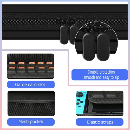 Vista 5 de ALITOR Carrying Case for Nintendo Switch OLED ModelMultifunction Hard Shell Protective Cover Shockproof with Card Slots for Console Accessories for
