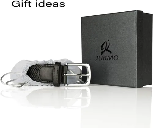 Vista 5 de JUKMO Cinturón trenzado elástico, cinturón tejido elástico en caja de regalo