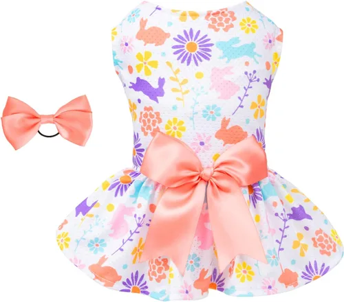 Vista 24 de CuteBone Vestido de malla para perro, vestido de Halloween para cachorros, traje de verano para mascotas, moda de verano para perros pequeños, ropa