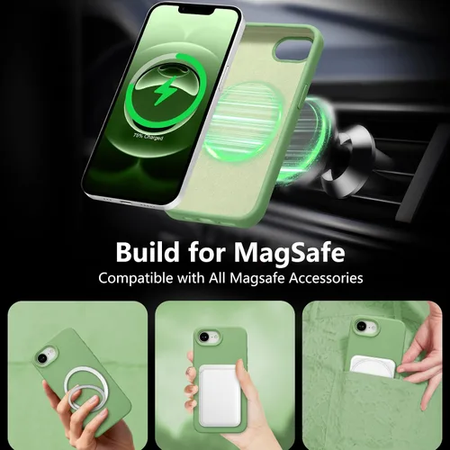 Vista 346 de Funda magnética de silicona para iPhone 13 Pro, color blanco antiguo [Compatible con Magsafe] [Forro de microfibra suave antiarañazos], funda