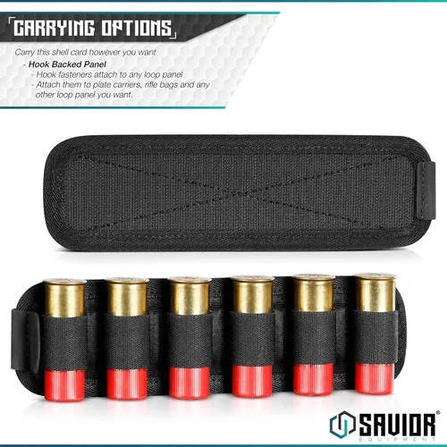 Vista 6 de Savior Equipment Tactical Shotgun Shell Card Bullet Holder for 12 Gauge Ammo, Shotgun Ammo Carrier for 2-6 Round Side Loader