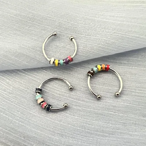 Vista 5 de Caiyao To My Daughter - Anillo de meditación de ansiedad para mujeres y niñas, anillo con cuentas giratorio ajustable, regalo de joyería para hija