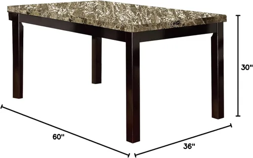 Vista 7 de Benzara Slick Finish - Mesa de comedor de madera de pino y mármol sintético, color marrón