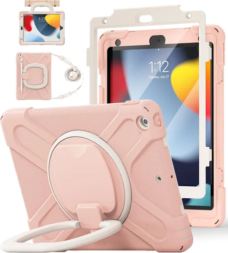 Vista 13 de BATYUE Funda para iPad de 9ª/8ª/7ª generación (funda resistente para iPad de 10.2 pulgadas 2021/2020/2019) con protector de pantalla, soporte