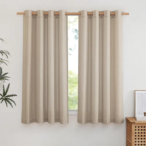 Vista 156 de NICETOWN - Cortinas de lino angora para ventana de cocina sobre el fregadero, con ojales, lino grueso angora, tratamientos cortos para ventanas
