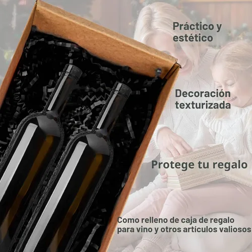 Vista 5 de Sukh Relleno de papel arrugado negro, papel triturado, cesta de regalo