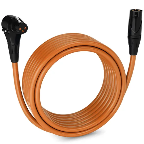 Vista 26 de LyxPro Cable de micrófono XLR hembra a macho de ángulo recto de 3 pines de 1.5 pies para altavoces amplificados, interfaz de audio, rendimiento