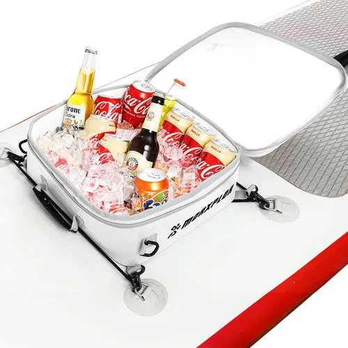 Vista 12 de MORXPLOR Bolsa térmica impermeable de PVC para paddleboard, 12 latas, enfriador aislado suave para paddleboard, camping, kayak