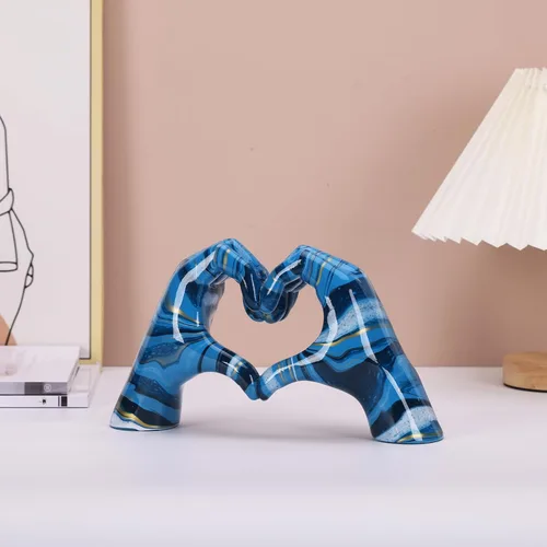 Vista 6 de Decoración colorida de mano en forma de corazón, estatua de mano en forma de corazón, escultura de dedo de amor para decoración de boda, adecuada