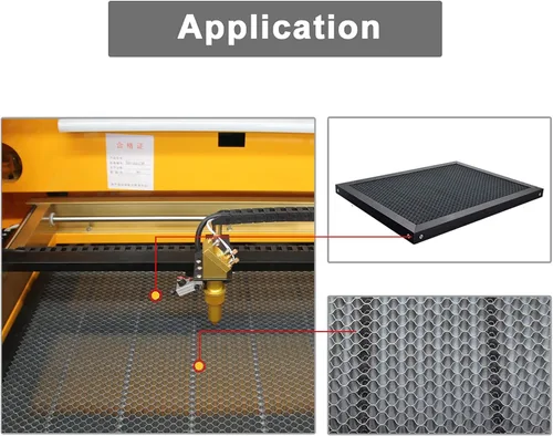 Vista 2 de TEN-HIGH Mesa de trabajo de nido de abeja de aluminio, para máquina grabadora láser de CO2, cortador de máquina de grabado CNC, 12.598 x 8.661 in