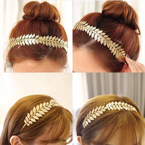 Vista 4 de WLBON Diadema de hojas de Halloween, corona de diosa romana, bandas para el cabello, diadema de hojas, diadema para mujer, Navidad, boda Paquete