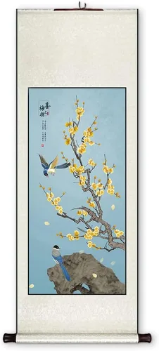 Vista 16 de Xzhipeng Pergamino Pintura colgante vertical Flor pájaro Pintura china Porche Pasillo Pasillo Pintura colgante Pergamino Sala de estar Comedor